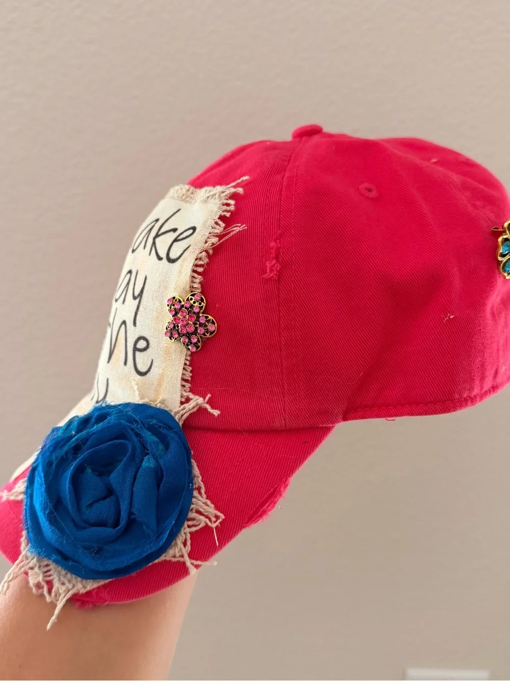 New KBETHOS Bright Pink Cap with White Drip Accent Design by Blueberry Kate